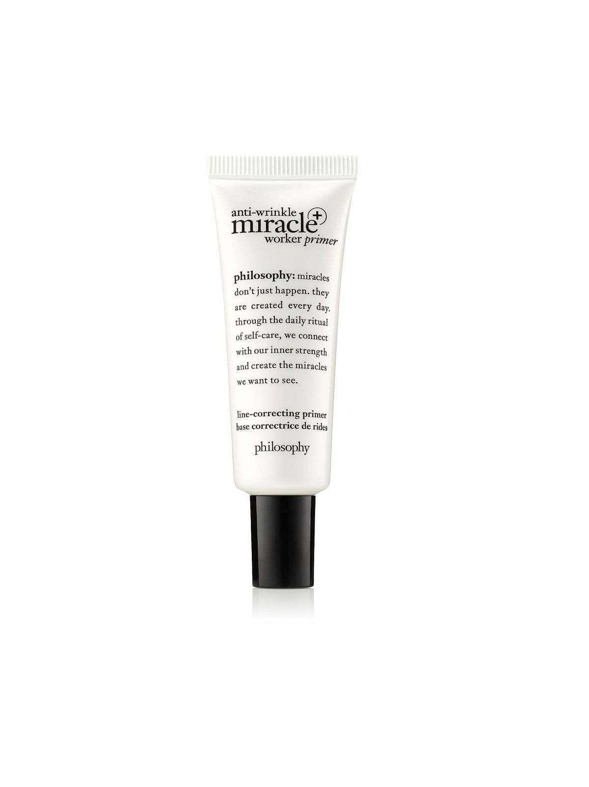 philosophy anti-wrinkle miracle worker primer bottle close-up for a smooth makeup base