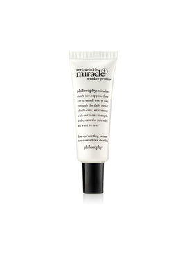 philosophy anti-wrinkle miracle worker primer bottle close-up for a smooth makeup base