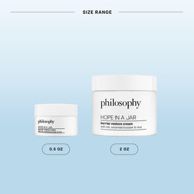 Philosophy Barrier Restore Cream ceramides graphic highlights cica and HA+ complex benefits