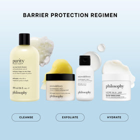 Philosophy Barrier Restore Cream dermatologist-tested badge communicates safe daily care