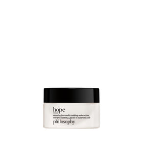 philosophy Hope in a Jar smooth-glow bottle shows hydration and a healthy glow