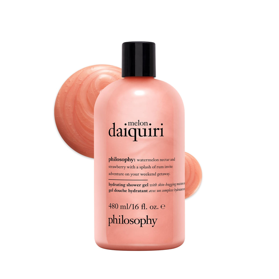 Philosophy Melon Daiquiri bottle shows creamy hydration for dry skin.