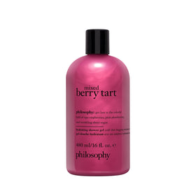 philosophy mixed berry tart shower gel bottle showing rich hydration and berry scent