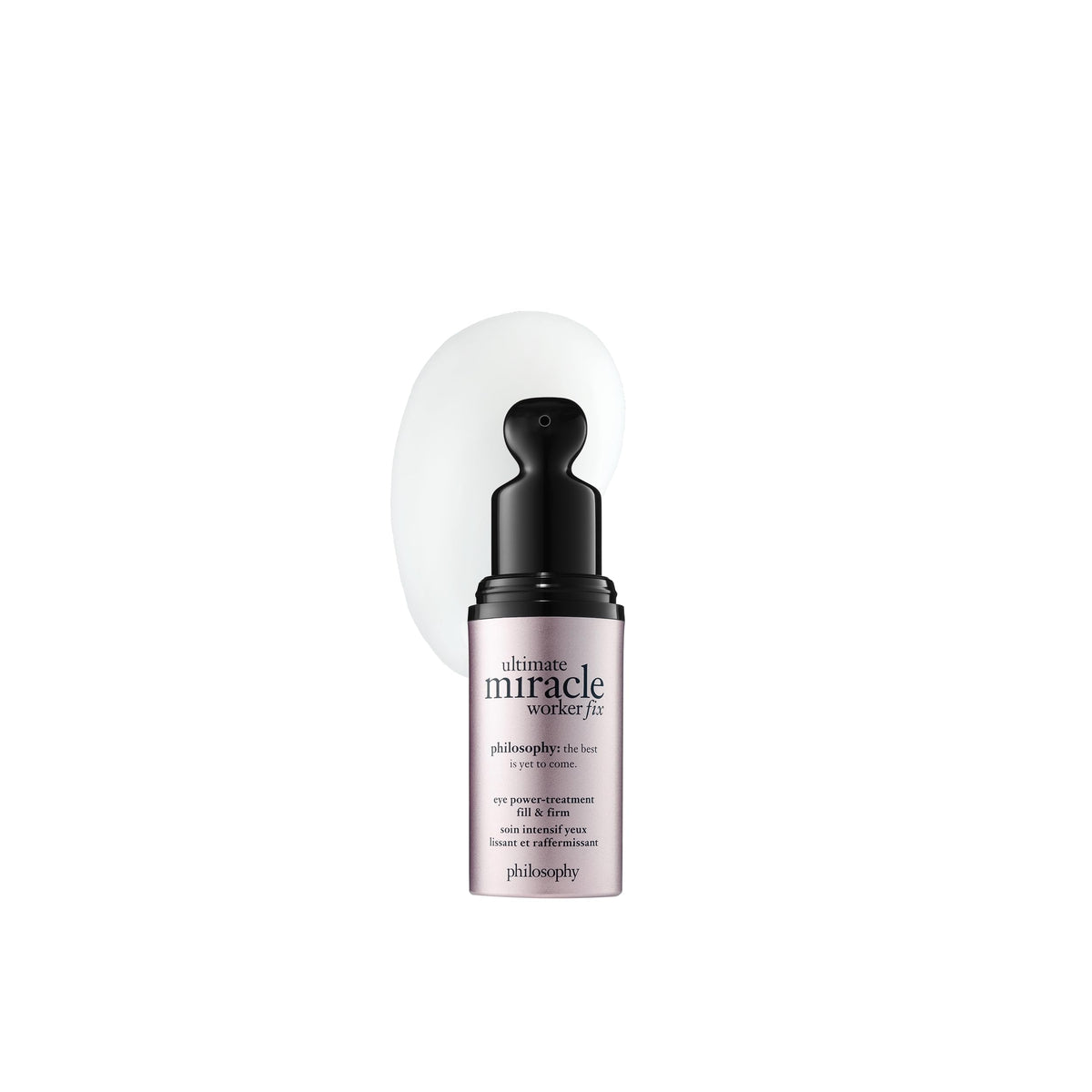 Philosophy ultimate miracle eye cream packaging shown as a premium bottle for daily use.