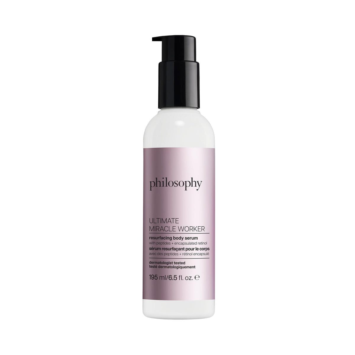 Philosophy Ultimate Miracle Worker serum bottle close-up showing hydrating formula