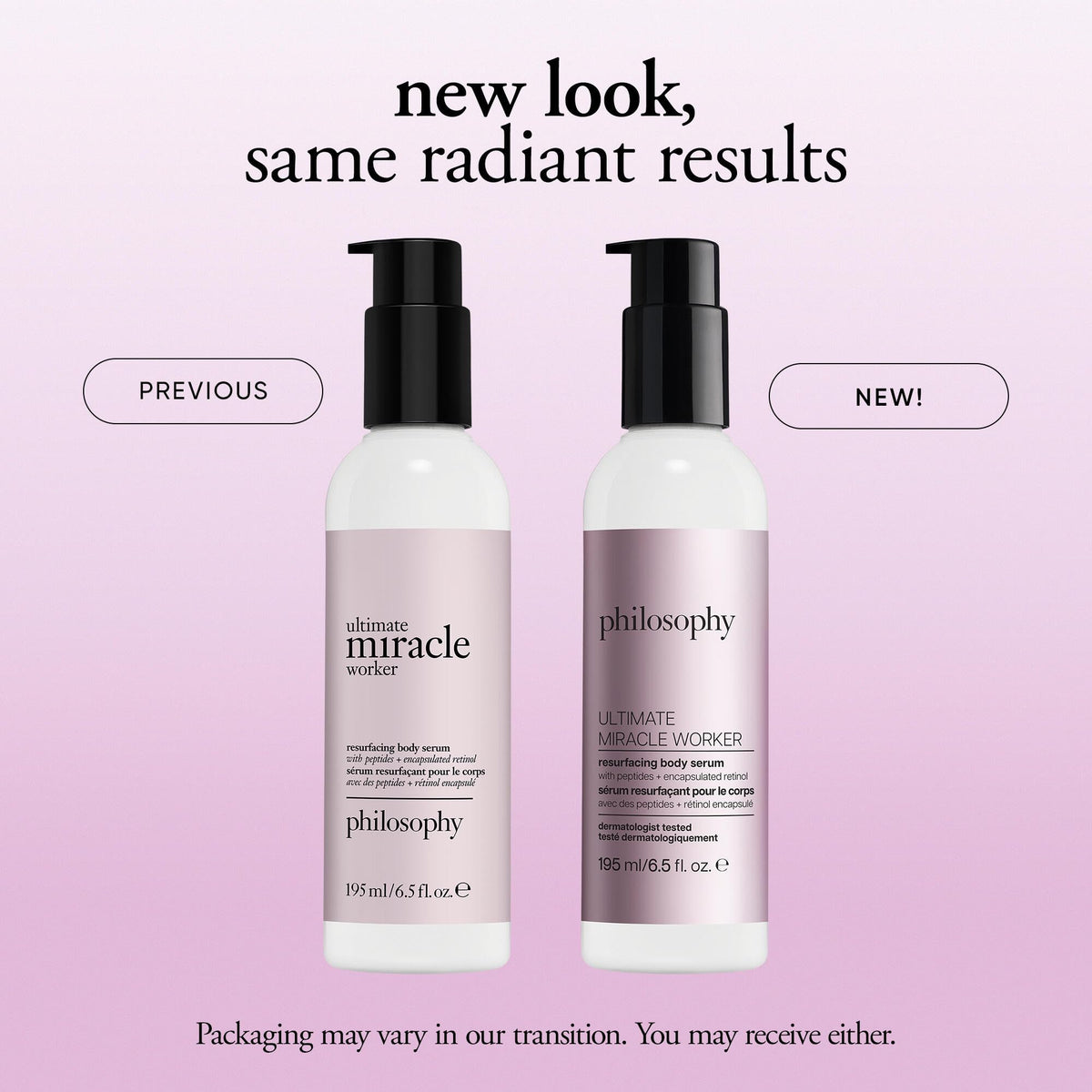 Texture application view of Philosophy serum on skin for smoothing
