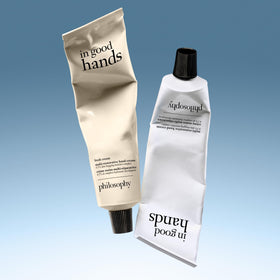 Philosophy unscented hand cream dispenser demonstrates quick non-greasy application