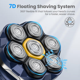 Phisco bald head shaver 7D floating system follows scalp curves precisely.