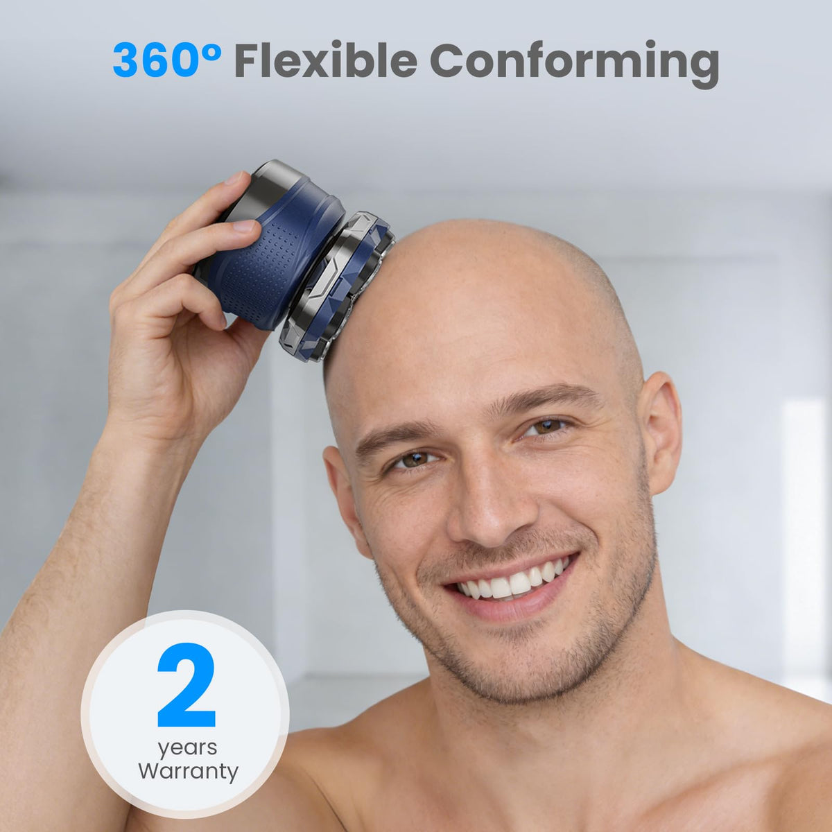 Phisco bald head shaver IPX7 waterproof for wet or dry use.