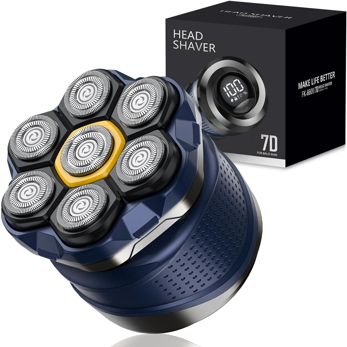 Phisco head shaver with 7D floating head contours smoothly for scalp and neck.
