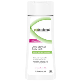Phisoderm anti-blemish body wash bottle front for acne-prone skin