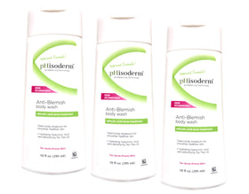 Phisoderm Anti-Blemish Body Wash bottle with 2% salicylic acid for clearer skin.