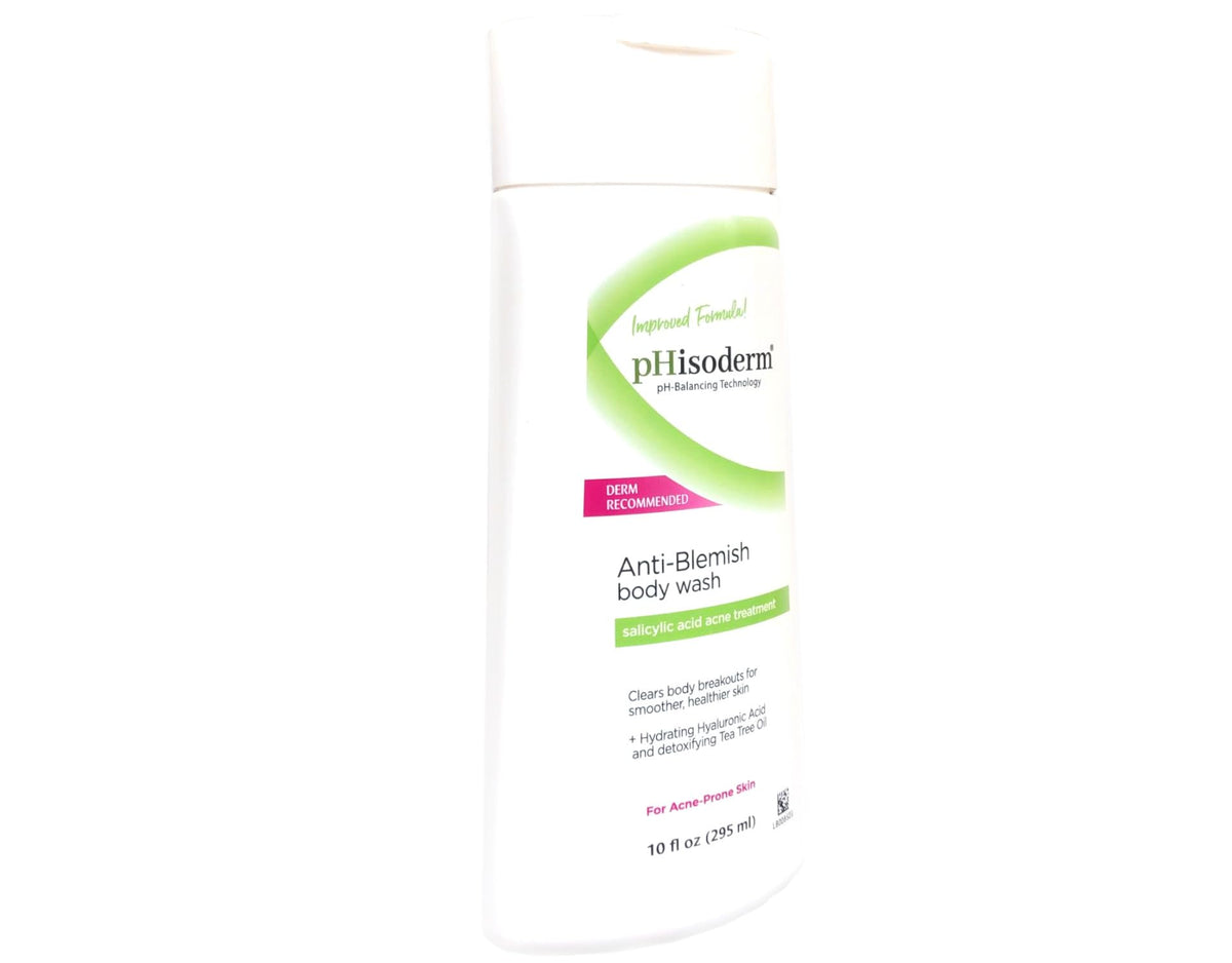 Phisoderm Anti-Blemish Body Wash lather close-up suggests gentle cleansing and rinses clean.