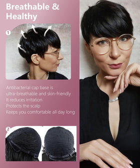 Phizigirl Ombre Pixie Wig heat-dissipation feature enhances comfort during long wear.