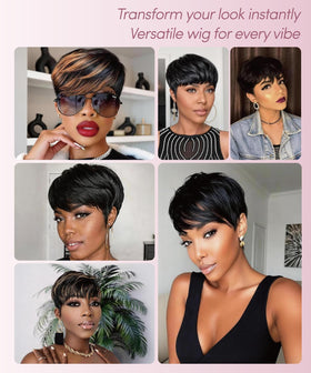 Phizigirl Ombre Pixie Wig packaging includes care guide for easy setup and upkeep.