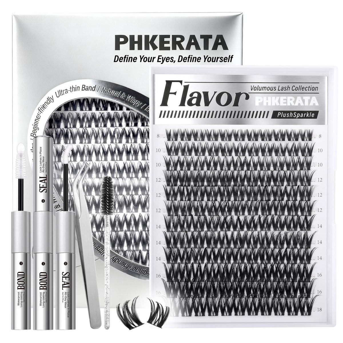 PHKERATA Flora Lash Clusters wispy 8-18mm for natural enhancement