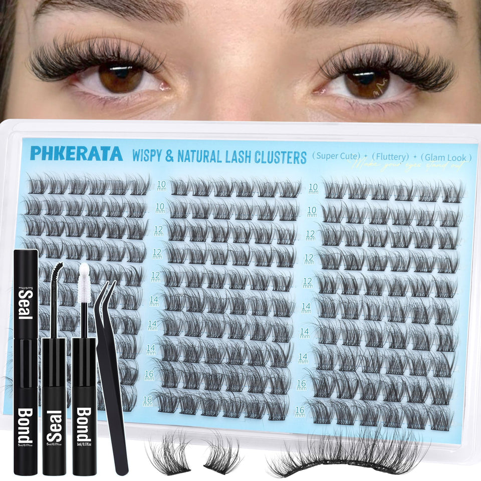 PHKERATA lash clusters kit full set for effortless daily lash enhancement