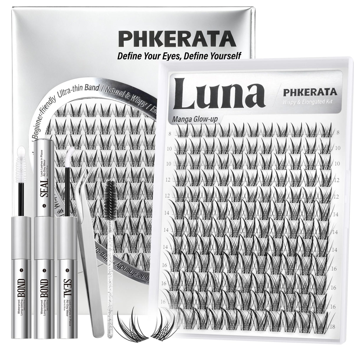 PHKERATA Manga Lash Clusters Kit box for at-home lash styling.