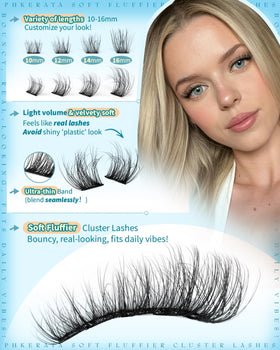 PHKERATA natural wispy clusters blend seamlessly with real lashes