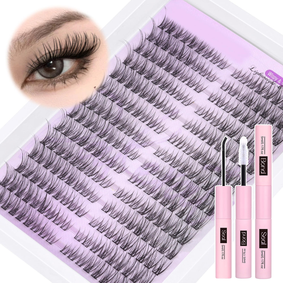 PHKERATA wispy lash extension kit with 252 clusters for natural daytime length
