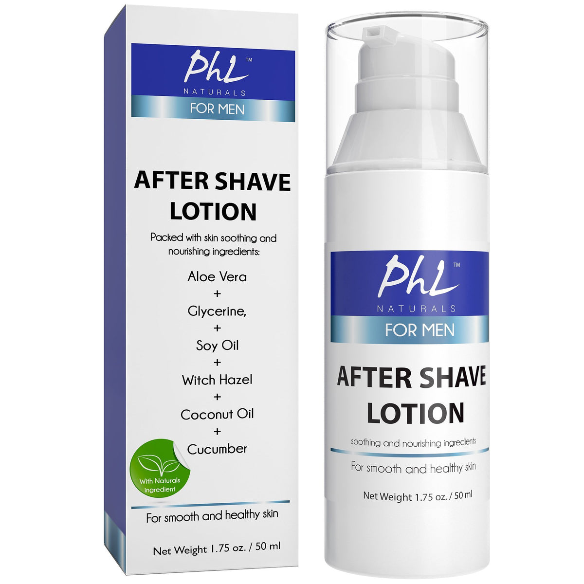 PHL Naturals Unscented Aftershave pump demonstrates gentle application for sensitive skin