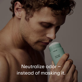 PHLUR Father Figure deodorant in everyday setting highlighting lightweight feel