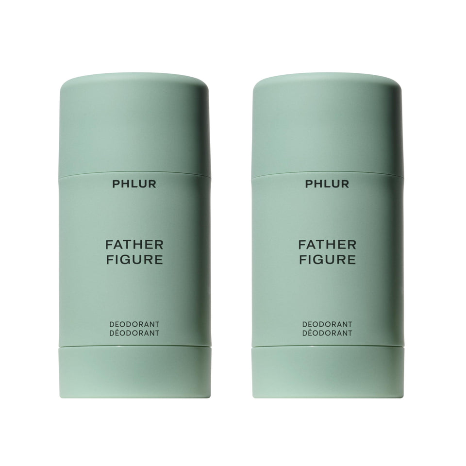 PHLUR Father Figure deodorant stick packaging shows aluminum-free odor protection for daily use