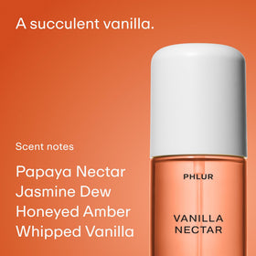 PHLUR Hair & Body Mist spray captured for full-body use.