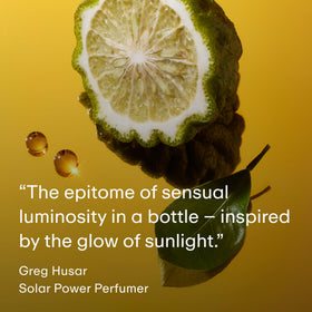 PHLUR Solar Power base notes driftwood and sea salt create coastal warmth.