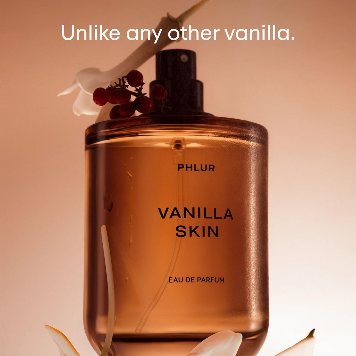 PHLUR Vanilla Skin opening notes image highlights pink pepper and apple sparkle.
