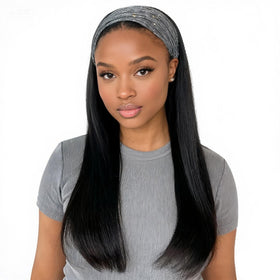 PHOCAS 16in-long-black-headband-wig display with natural straight look for everyday style