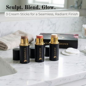 Phoenix Beauty Contour Trio luxe black-gold case ideal for travel touch-ups