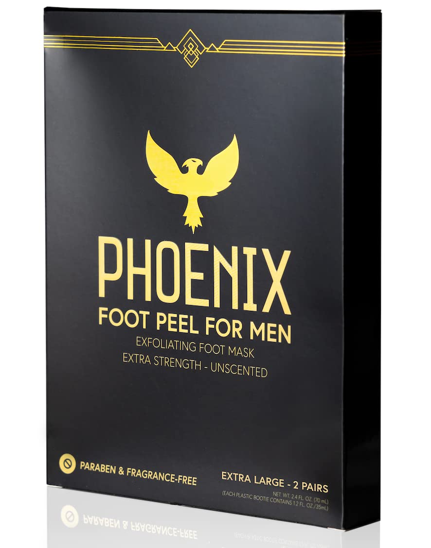 Phoenix Foot Peel Men pack-2 exfoliating booties for smoother feet.