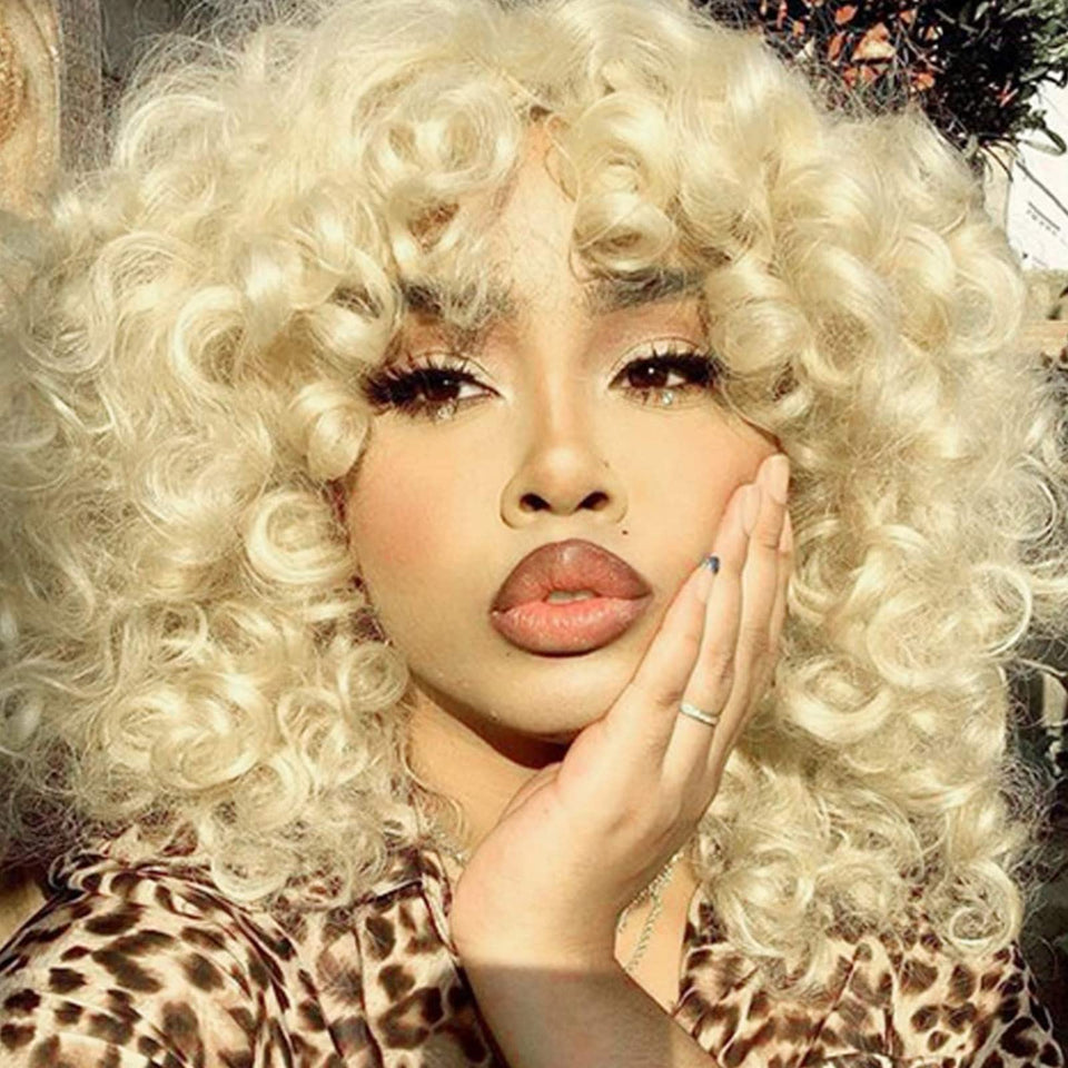 PHOENIXFLY 613 blonde short loose curly wig for daily wear