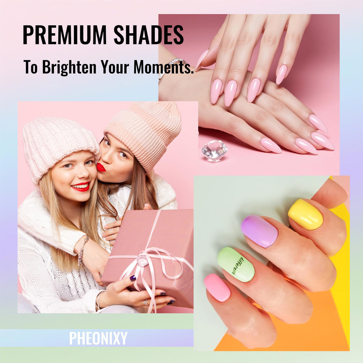 Phoenixy basic manicure tools and decorations for pro-looking nails.
