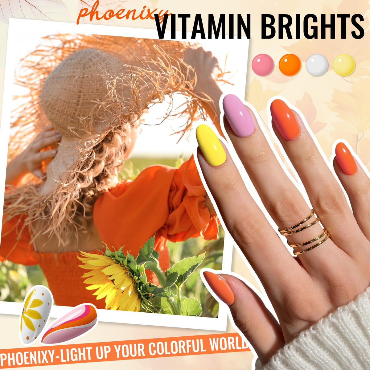 Nail art stickers included for quick accent details and DIY designs
