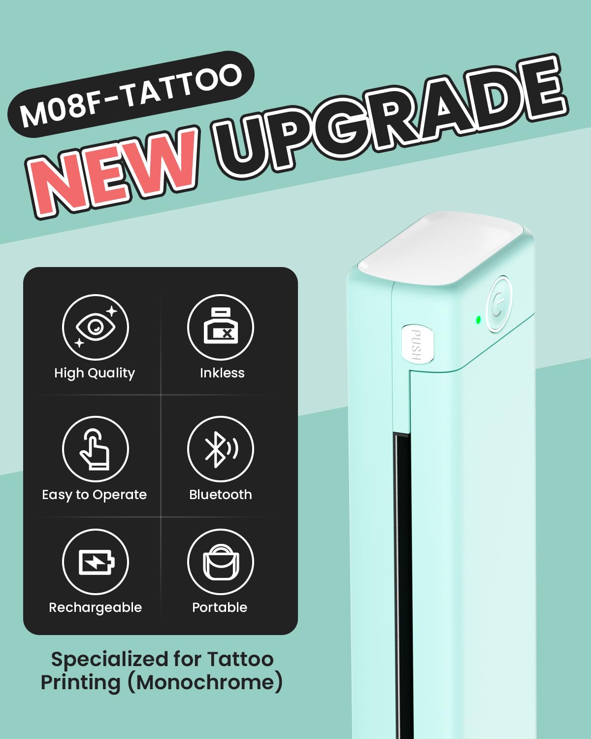 Phomemo M08F wireless design enables on-site tattoo prep without cables
