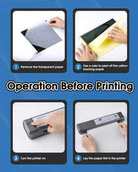 Phomemo M08F app screen demonstrates one-click print workflow.
