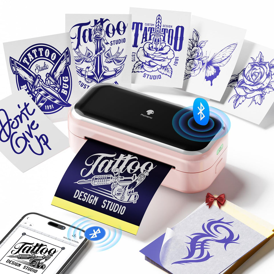 Phomemo TP31 tattoo printer front view showing portable design for on-the-go transfers.