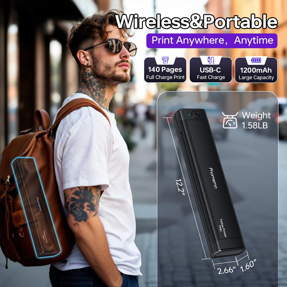 Phomemo TP81 cross-device compatibility with phones, tablets, and PCs.