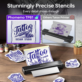 Phomemo TP81 transfer paper pack included for quick stencil transfers.