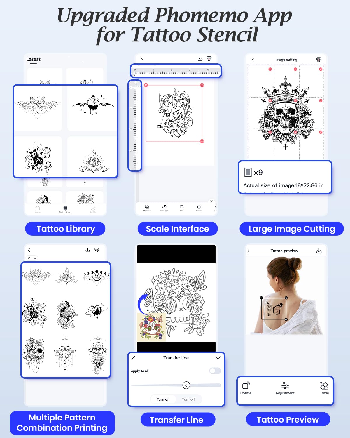Phomemo TP83 app interface editing patterns