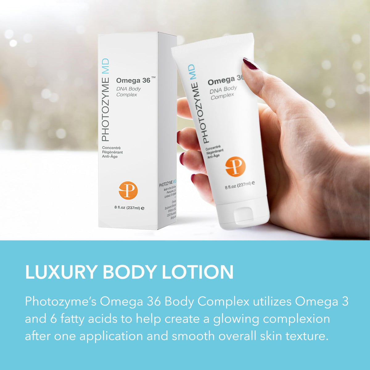 Close-up of ingredients panel with omega 3 and 6 for skin nourishment.