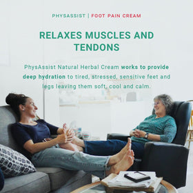 PhysAssist soothing cream applied on hand suggests easy spread.