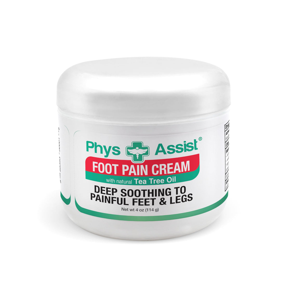 PhysAssist foot cream jar closeup shows rich hydration for tired feet.
