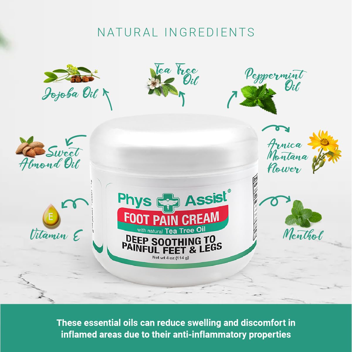 PhysAssist foot cream texture demonstrates quick absorption without greasiness.