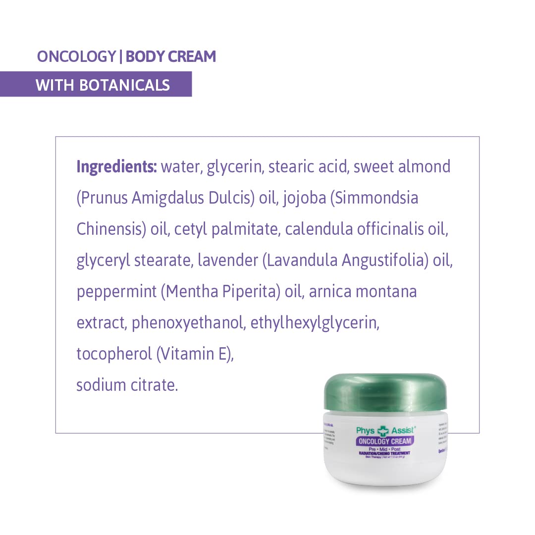 PhysAssist oncology cream botanicals 4oz moisturizing formula.