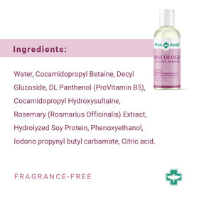 Hands apply PhysAssist Oncology Delicate Shampoo to a fragile scalp.