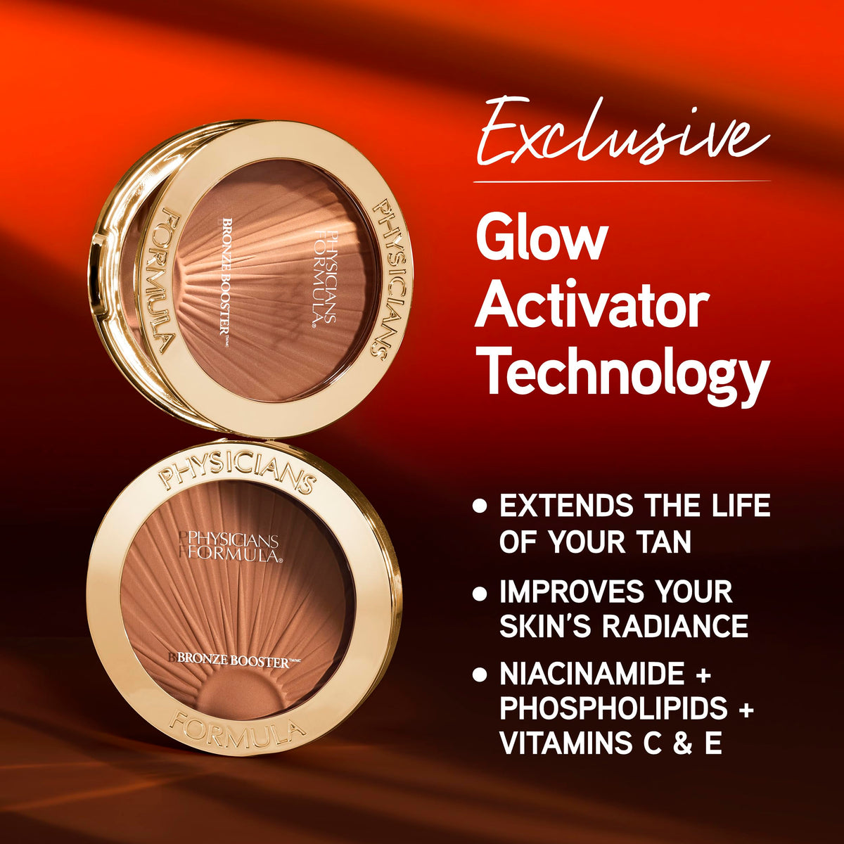 Glow Activator Technology enhances radiance and tan longevity in Bronze Booster.