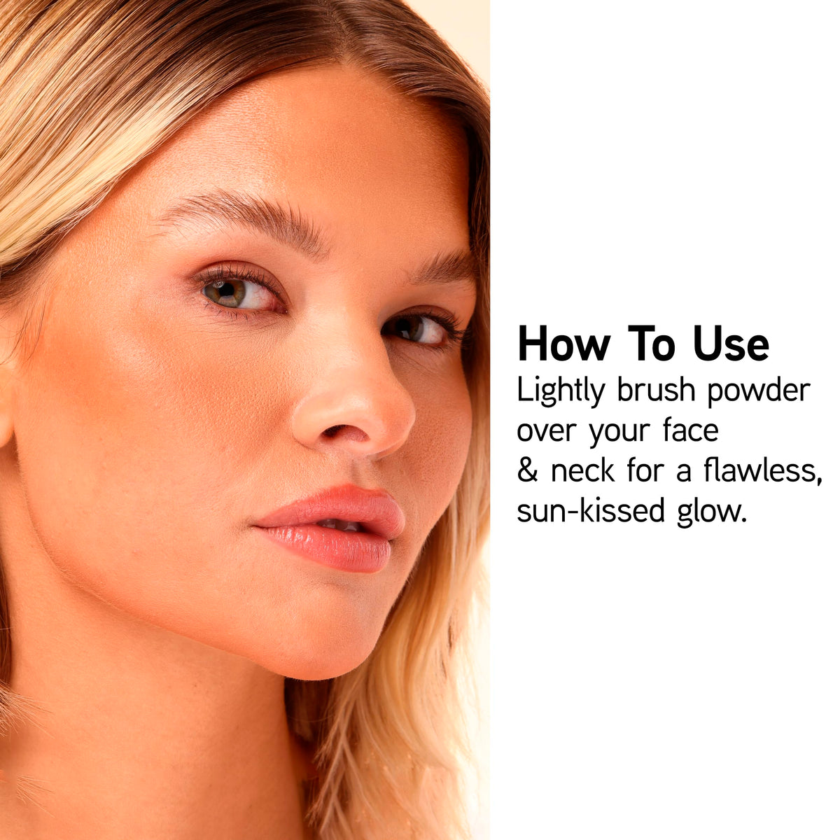 Close-up shows a smooth blend creating even coverage with Bronze Booster.